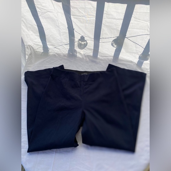 Talbots Portland Trouser Women's Size 12 P Navy Wide Leg Side Zip Dress Crops - Picture 1 of 10